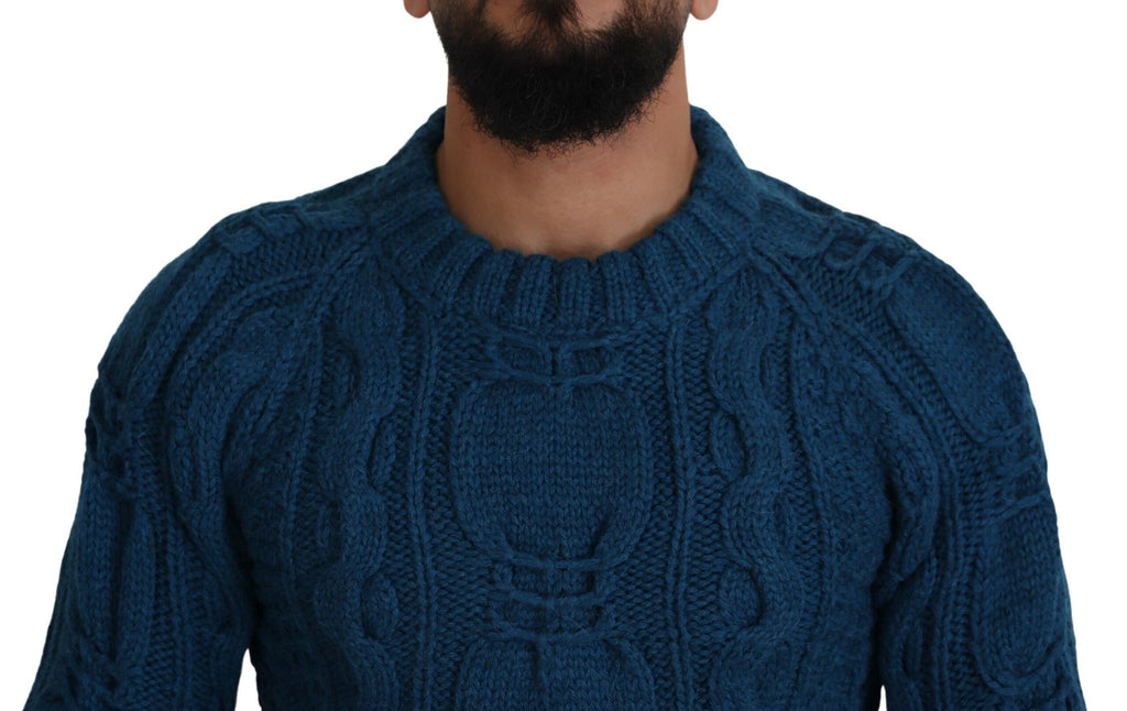 Blauer Pullover aus Wolle und Alpaka