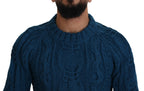 Blauer Pullover aus Wolle und Alpaka