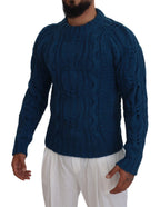 Blauer Pullover aus Wolle und Alpaka