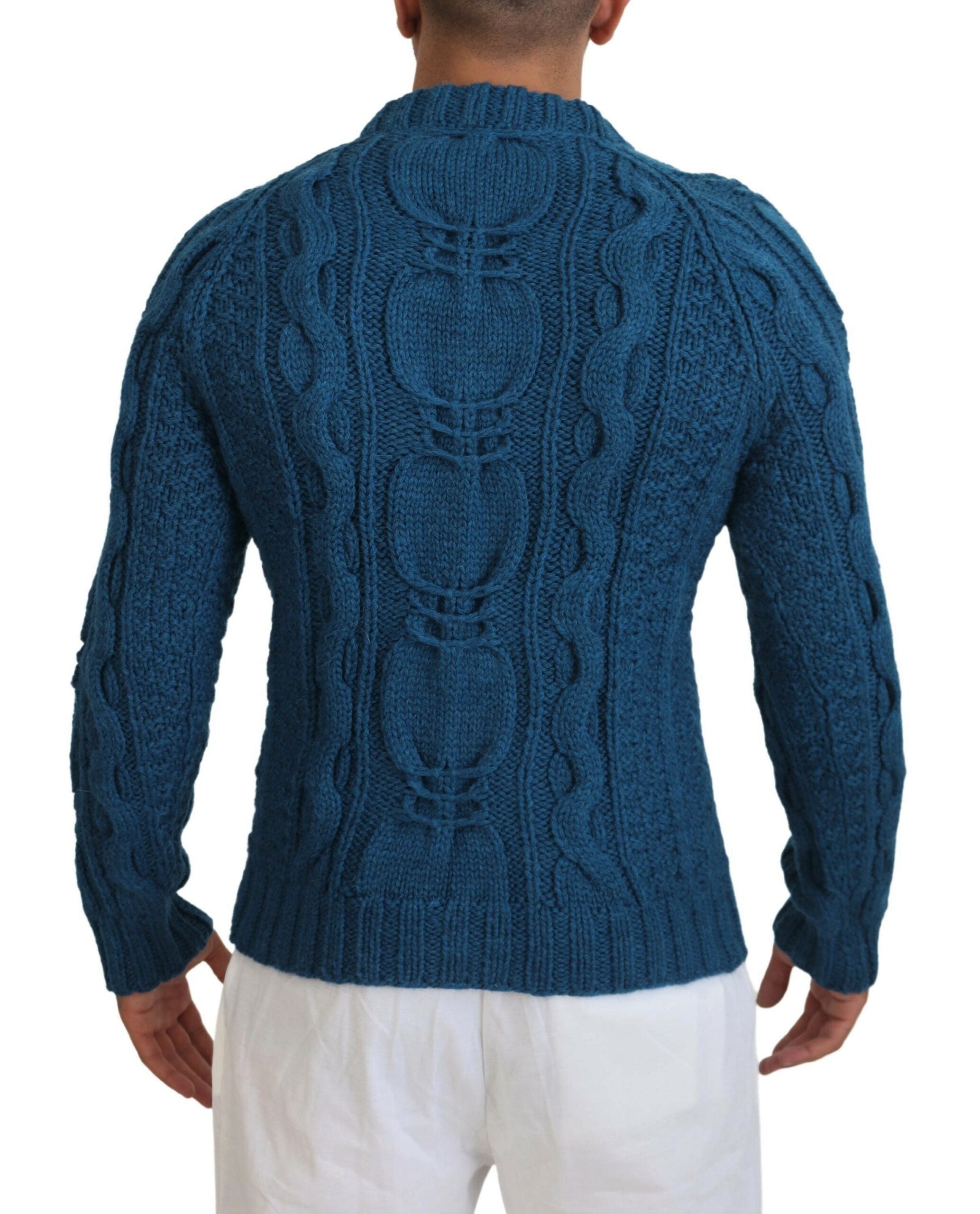 Blauer Pullover aus Wolle und Alpaka