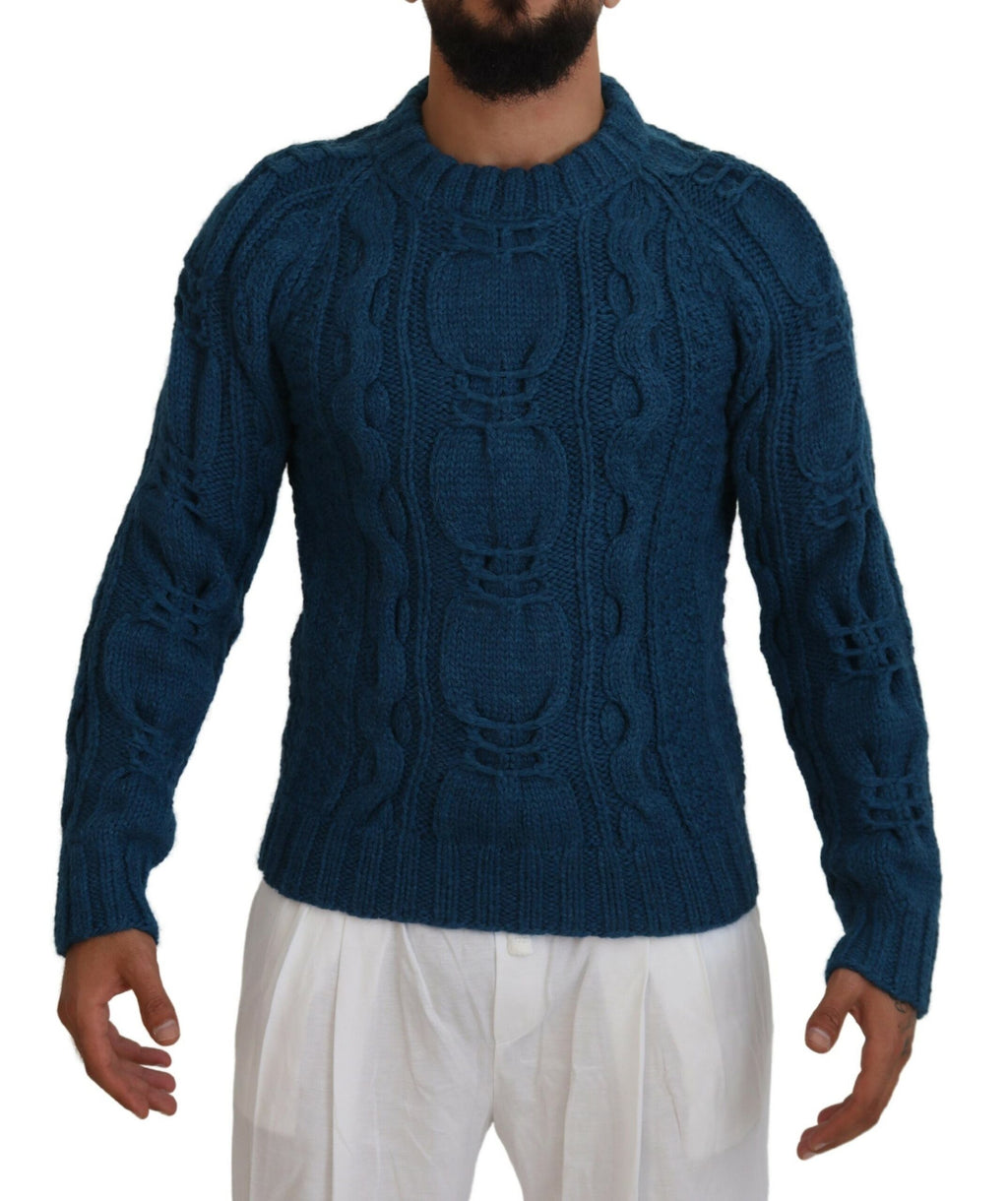 Blauer Pullover aus Wolle und Alpaka