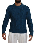 Blauer Pullover aus Wolle und Alpaka