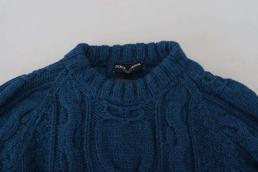 Blauer Pullover aus Wolle und Alpaka
