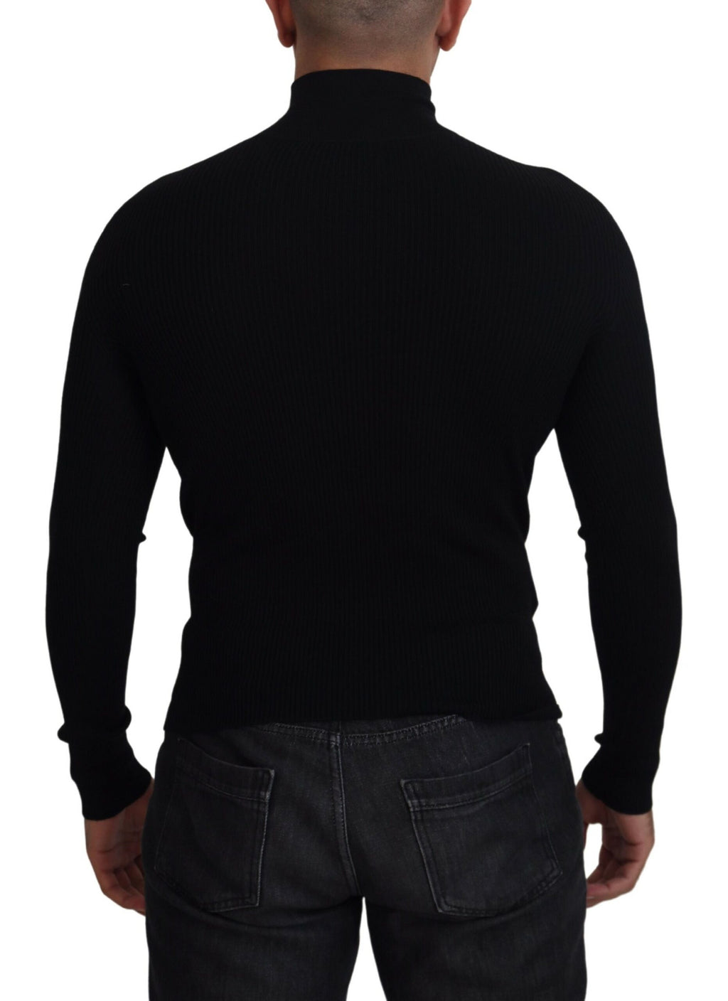 Schwarzer Half-Zip Rollkragenpullover