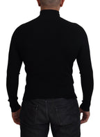 Schwarzer Half-Zip Rollkragenpullover