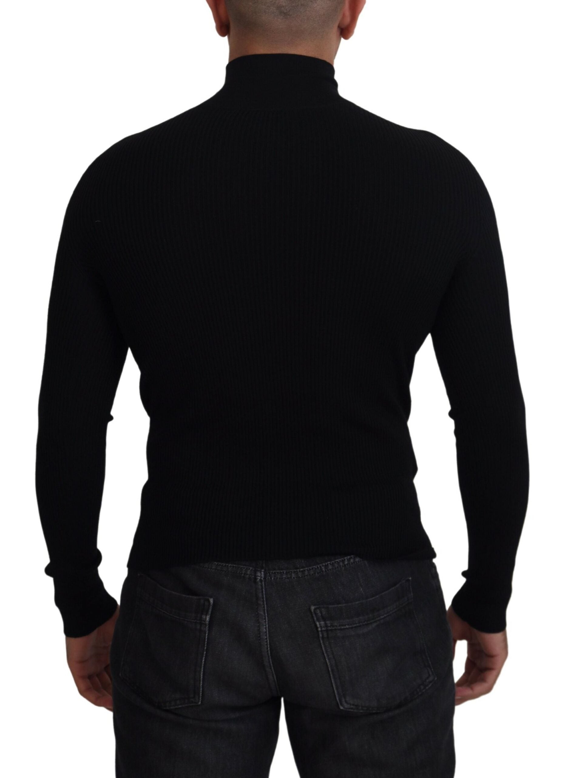 Schwarzer Half-Zip Rollkragenpullover