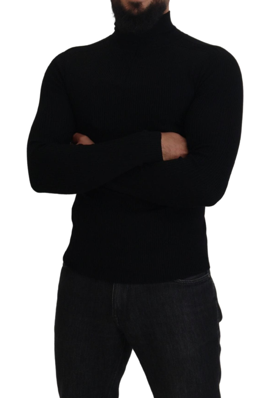 Schwarzer Half-Zip Rollkragenpullover