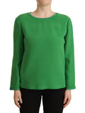 Grüner Seidenpullover mit langen Ärmeln und Rundhalsausschnitt