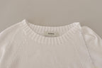 White Long Sleeves Crewneck Pullover Sweater