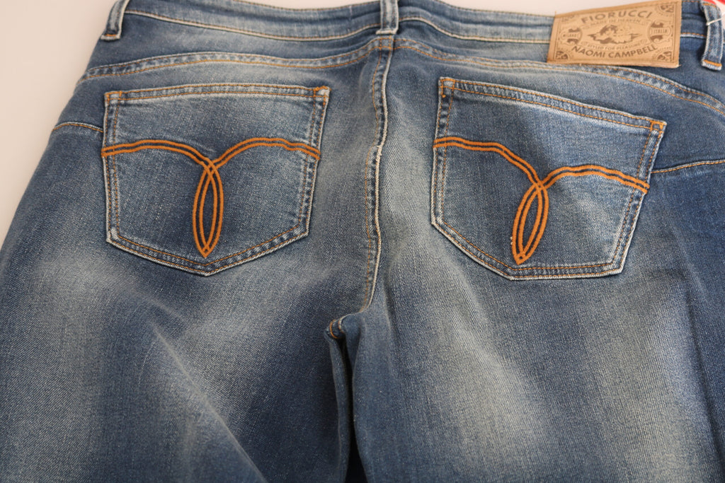 Blaue Jeans mit mittlerer Leibhöhe und schmaler Passform, Used-Look
