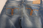 Blaue Jeans mit mittlerer Leibhöhe und schmaler Passform, Used-Look