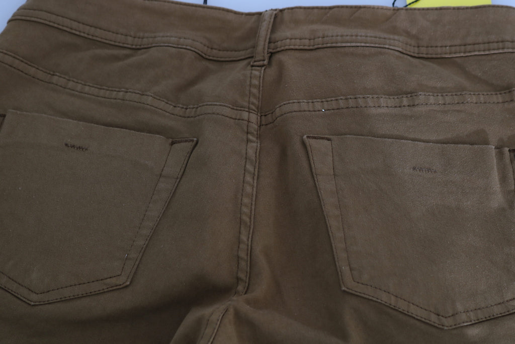 Braune Baumwolle Mid Waist Skinny Slim Fit Denim Jeans