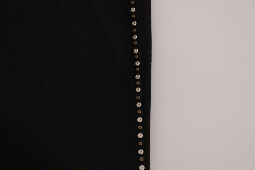 Schwarze verzierte Skinny Jeans mit mittlerer Leibhöhe