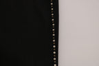 Schwarze verzierte Skinny Jeans mit mittlerer Leibhöhe