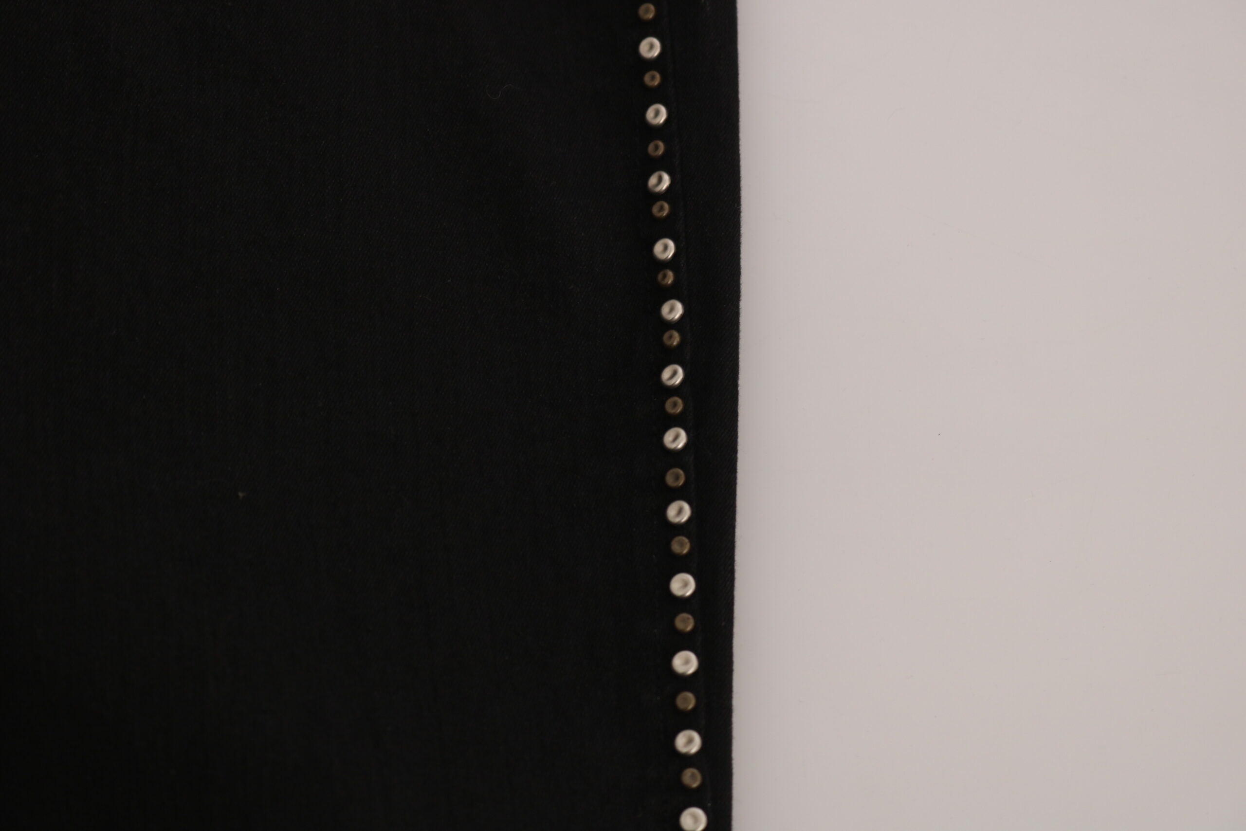 Schwarze verzierte Skinny Jeans mit mittlerer Leibhöhe