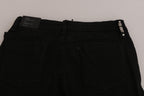 Schwarze verzierte Skinny Jeans mit mittlerer Leibhöhe