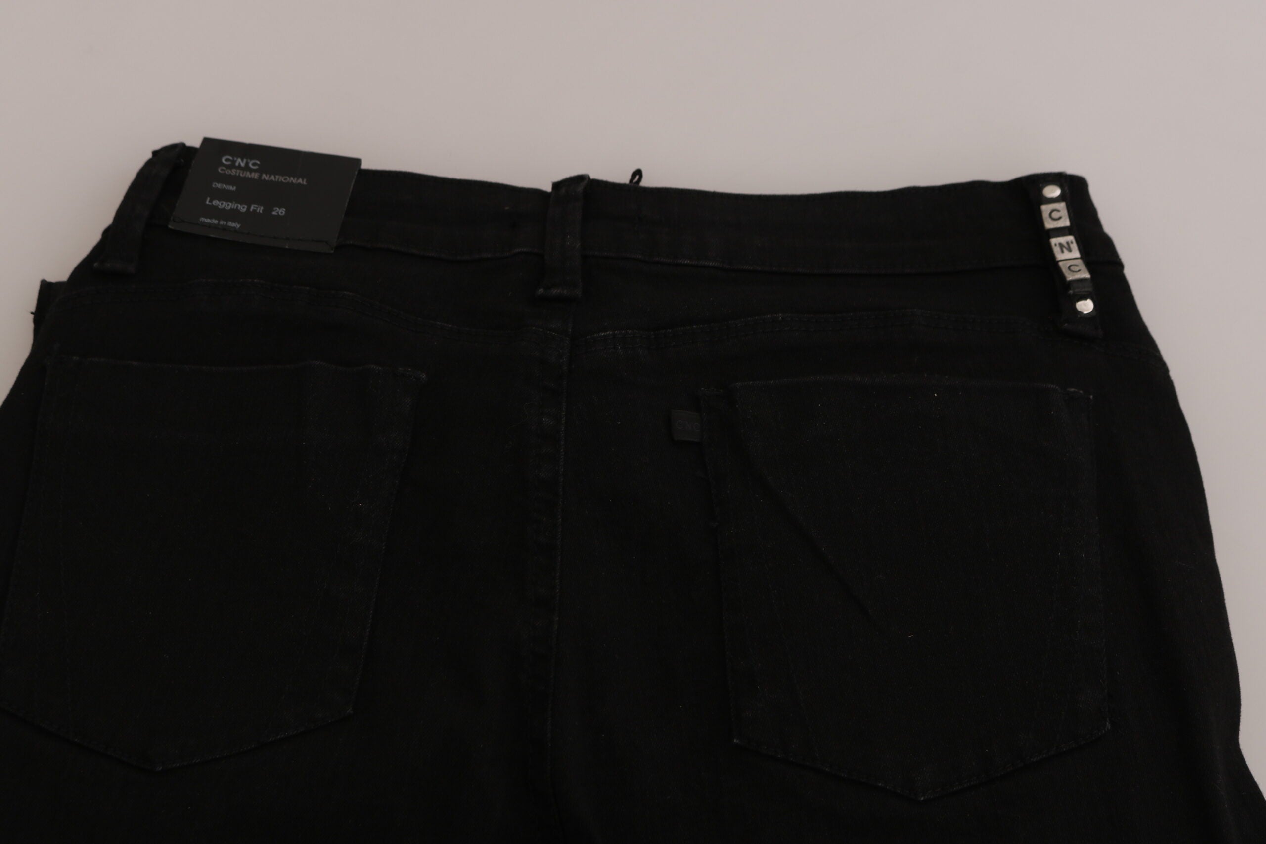 Schwarze verzierte Skinny Jeans mit mittlerer Leibhöhe