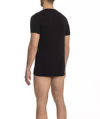 Schwarzes Herren-V-Neck T-Shirt aus Baumwolle