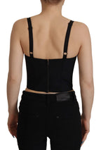 Schwarze Patchwork-Bluse Sicily Korsett Cropped Top