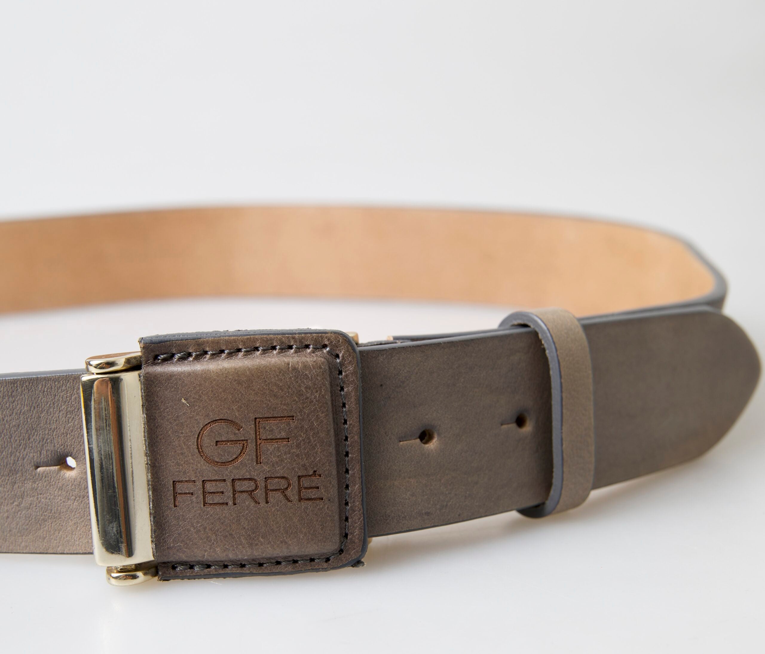 Brauner Leder Fashion Logo Schnalle Taillengürtel