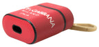 Airpods Case aus rotem Leder mit goldfarbenem Logo-Print aus Metall