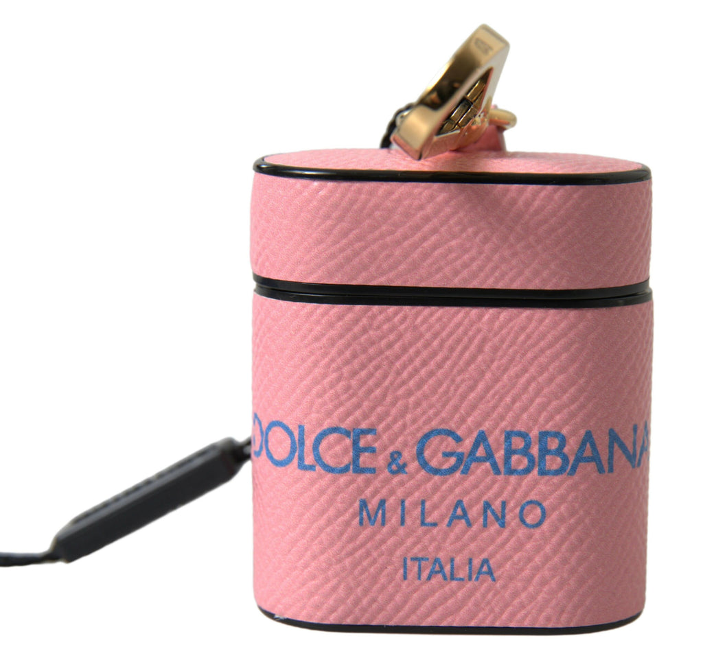 Pink blau Kalbsleder Logoprint Riemen Airpods-Hülle