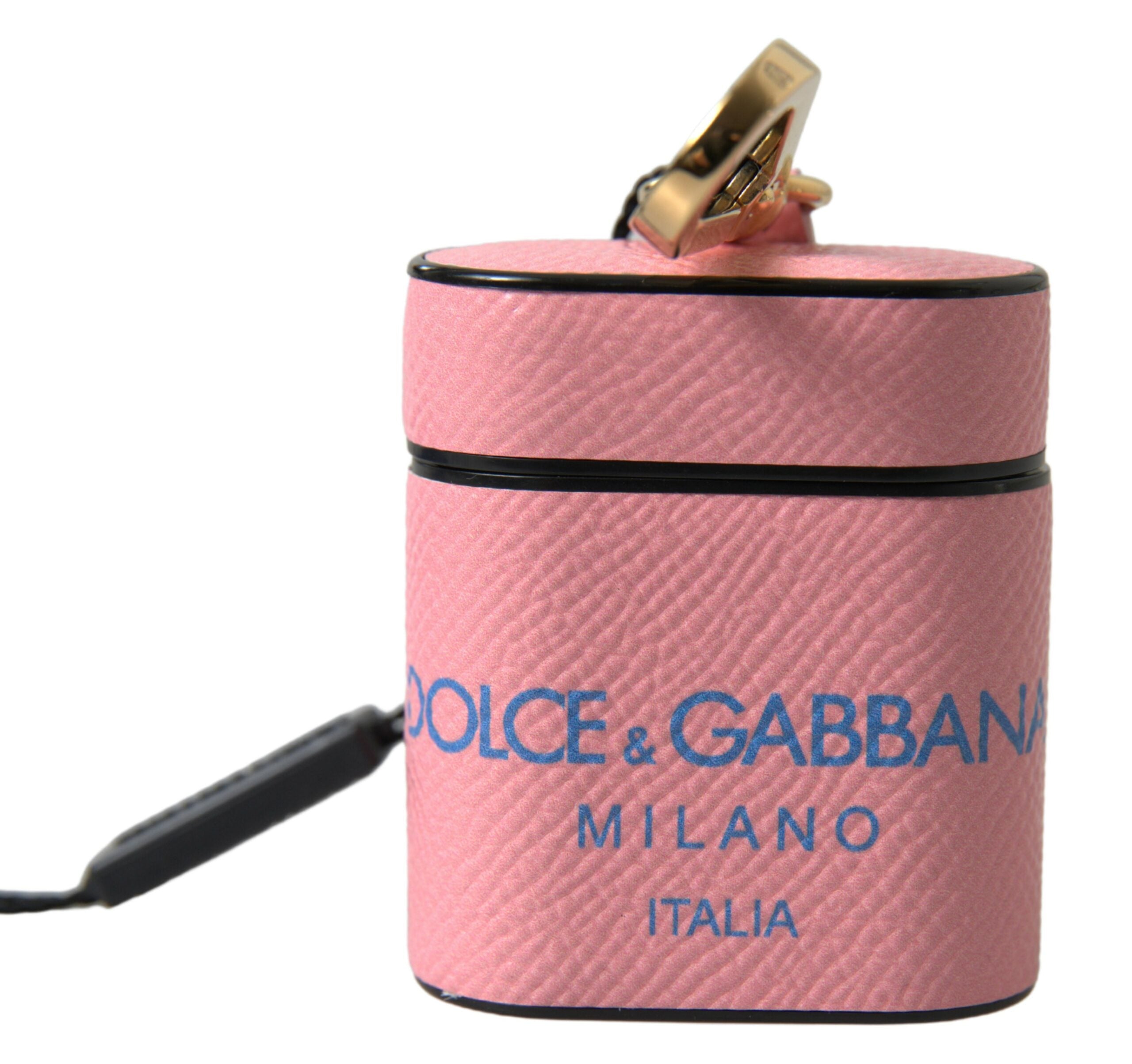 Pink blau Kalbsleder Logoprint Riemen Airpods-Hülle