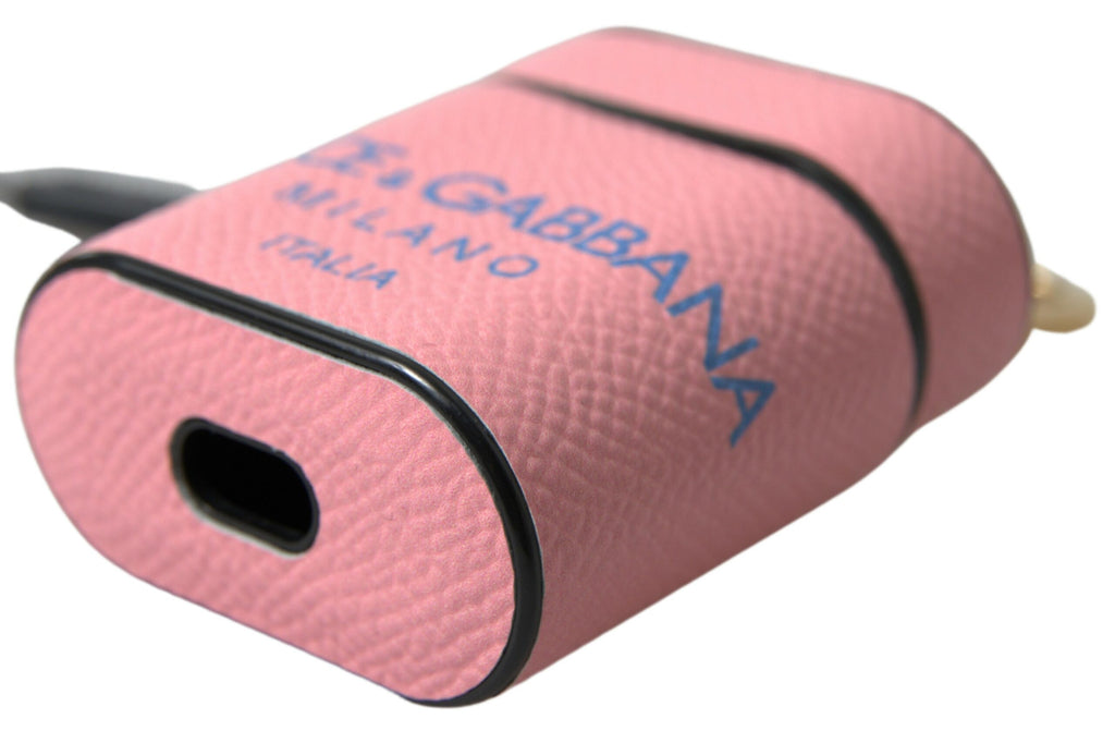 Pink blau Kalbsleder Logoprint Riemen Airpods-Hülle
