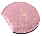 Pinkfarbener Kalbsleder-Handspiegelhalter mit rundem Logoprint