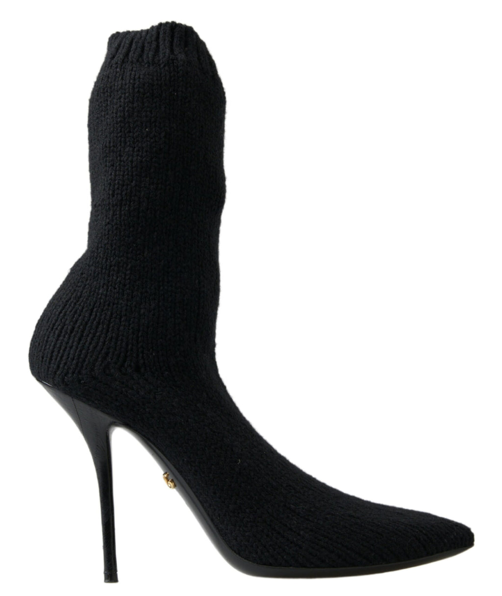 Black Stiletto Heel Mid-Calf Women's Boot Shoes
