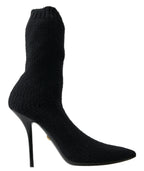 Black Stiletto Heel Mid-Calf Women's Boot Shoes