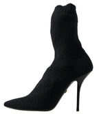 Black Stiletto Heel Mid-Calf Women's Boot Shoes