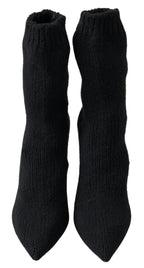 Black Stiletto Heel Mid-Calf Women's Boot Shoes