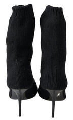Black Stiletto Heel Mid-Calf Women's Boot Shoes
