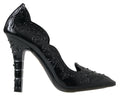 Schwarze CINDERELLA Blumen-Kristall-Absatzschuhe