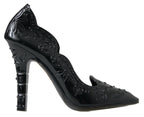 Schwarze CINDERELLA Blumen-Kristall-Absatzschuhe