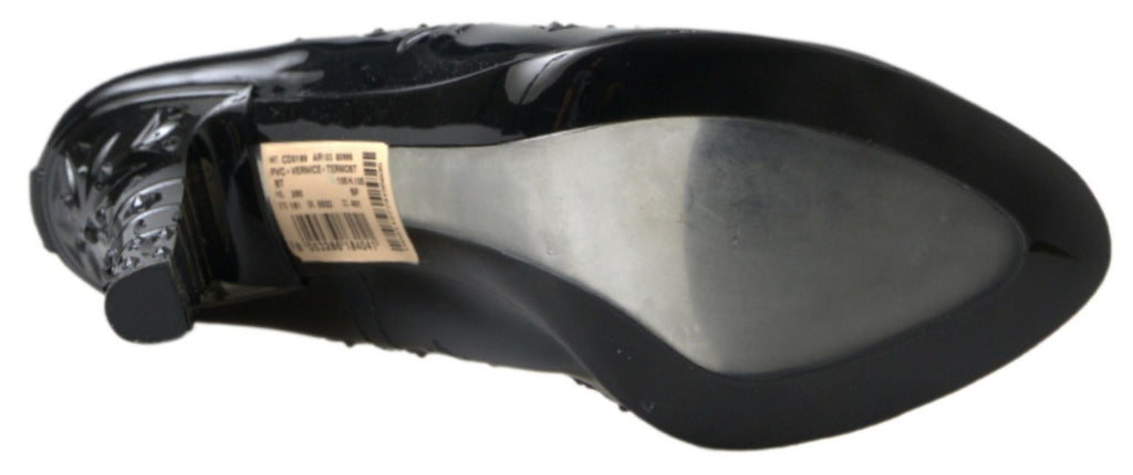 Schwarze CINDERELLA Blumen-Kristall-Absatzschuhe
