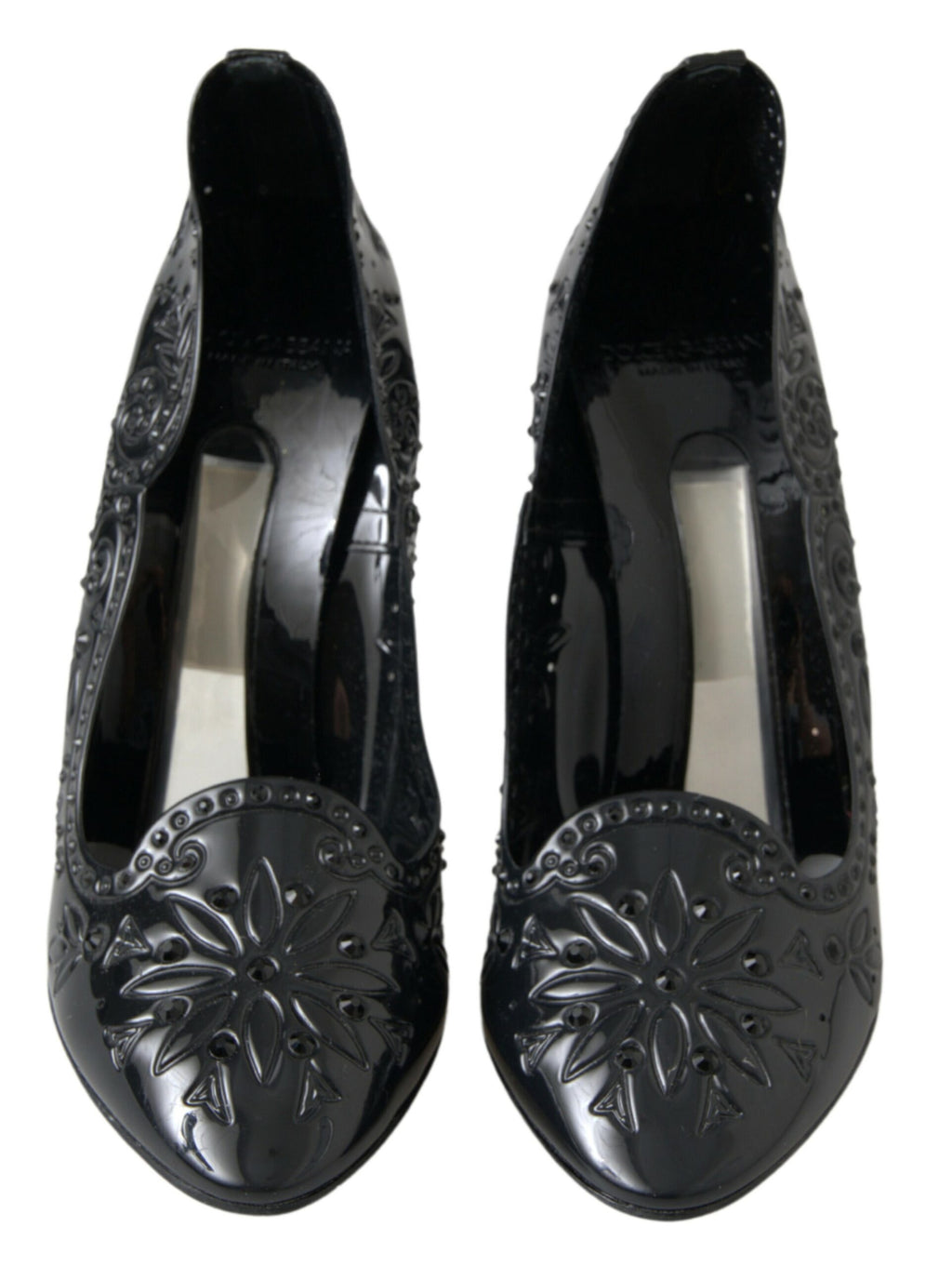 Schwarze CINDERELLA Blumen-Kristall-Absatzschuhe
