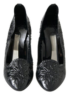 Schwarze CINDERELLA Blumen-Kristall-Absatzschuhe