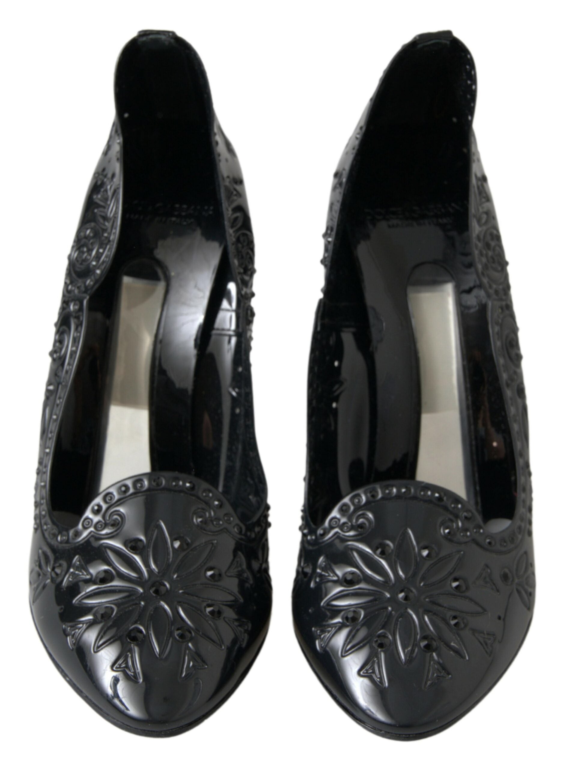 Schwarze CINDERELLA Blumen-Kristall-Absatzschuhe