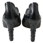 Schwarze CINDERELLA Blumen-Kristall-Absatzschuhe