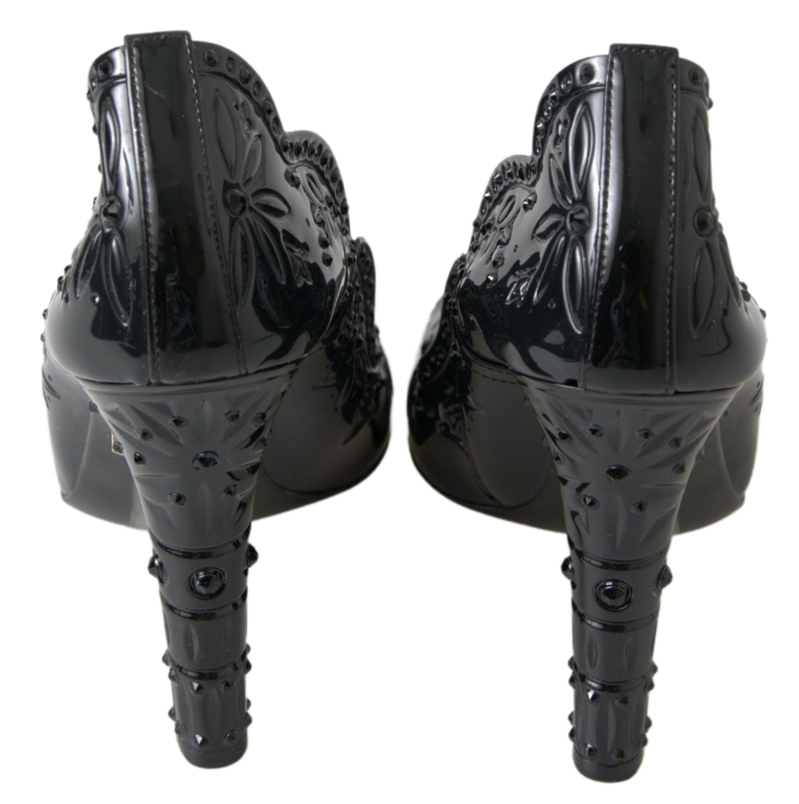 Schwarze CINDERELLA Blumen-Kristall-Absatzschuhe