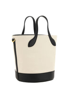 Beuteltasche aus weißem und schwarzem Leder