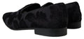 Black Brocade Loafers Formal Shoes