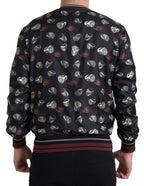 Black Ring Print Silk Crewneck Sweater
