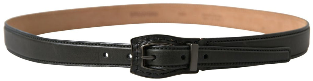 Black Leather Metal Buckle Belt