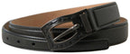Black Leather Metal Buckle Belt