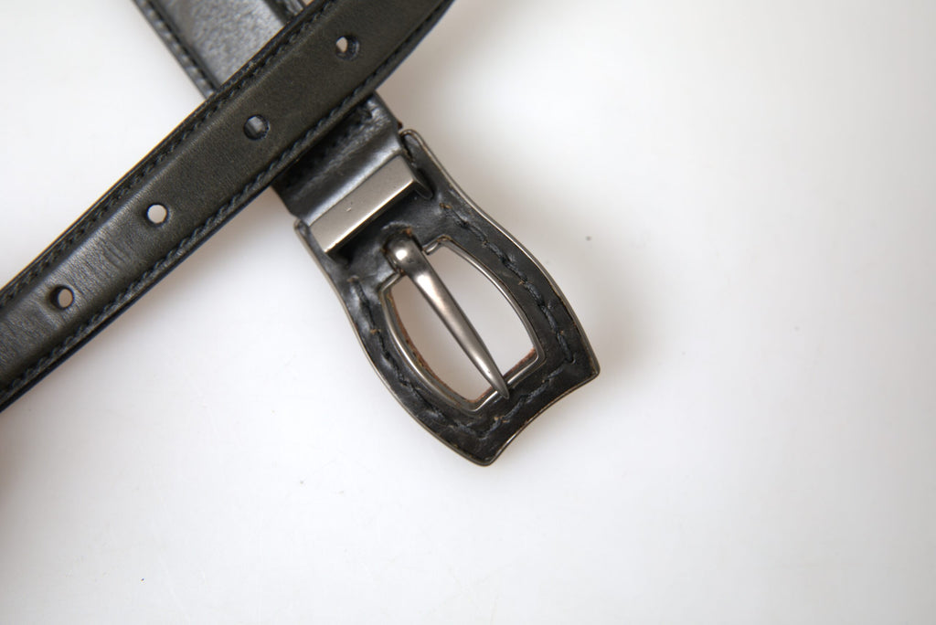 Black Leather Metal Buckle Belt