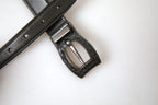 Black Leather Metal Buckle Belt