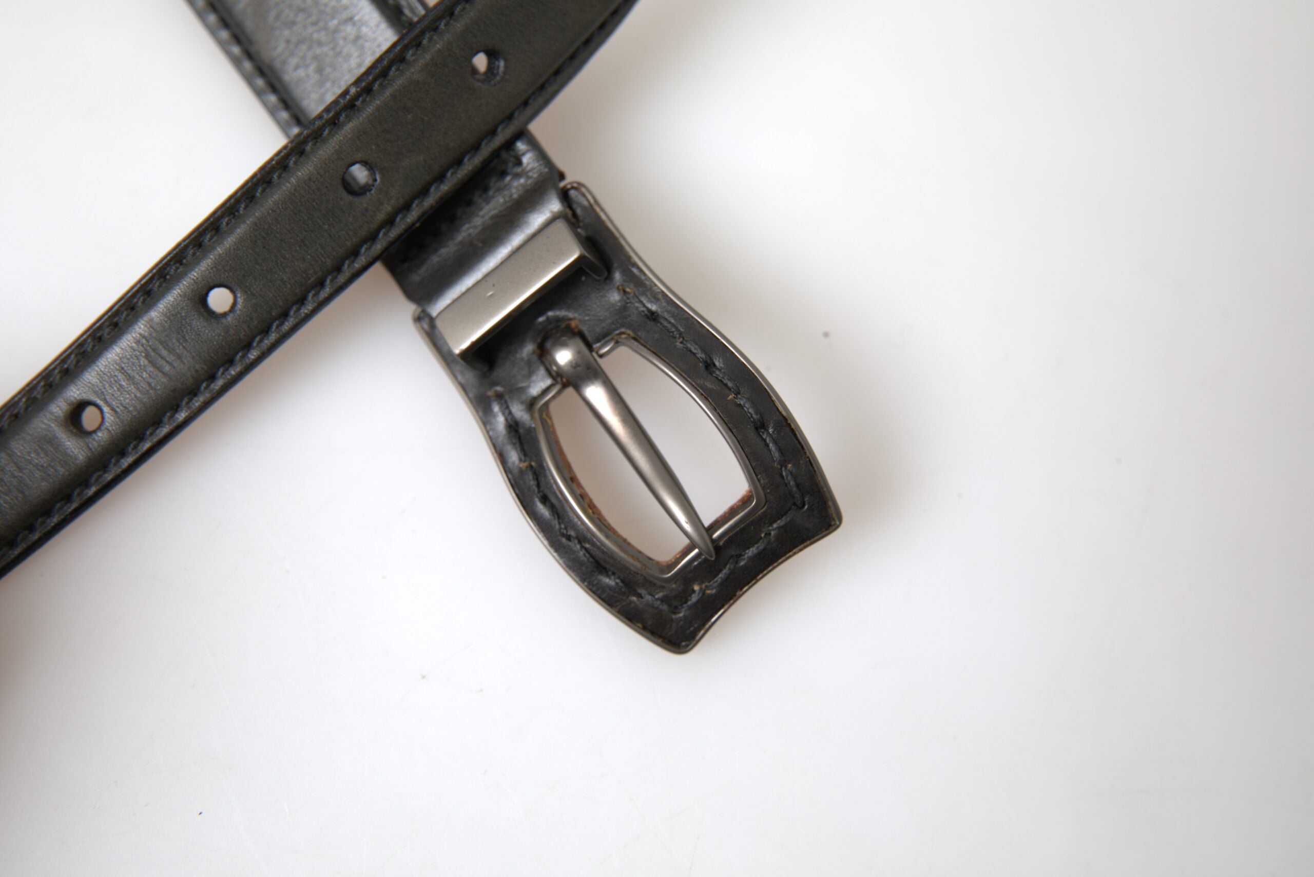 Black Leather Metal Buckle Belt